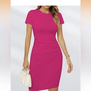 Elegant Pink Ruched Dress